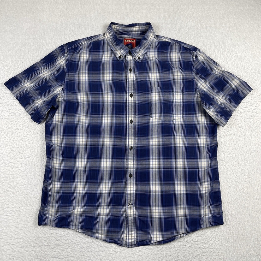 Big Mac Shirt Mens XL Blue Plaid Vintage Y2K Outdoors‎ Hiking Workwear Travel